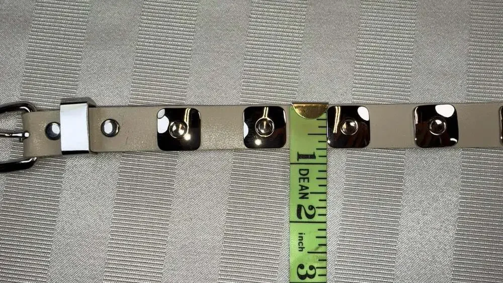 Vintage Forenza Genuine Leather Cream Studded Belt Silver Hardware Size L Rocker